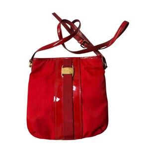 Elegant Salvatore Ferragamo Vara Red Nylon Crossbody Bag